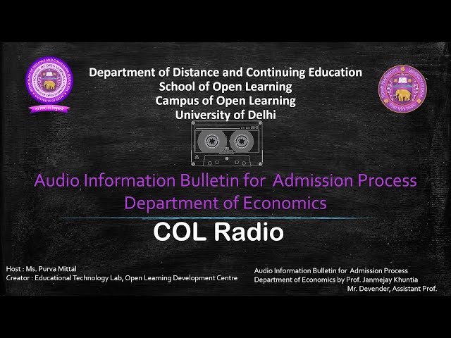 AUDIO INFORMATION BULLETIN FOR ADMISSION PROCESS - Economics