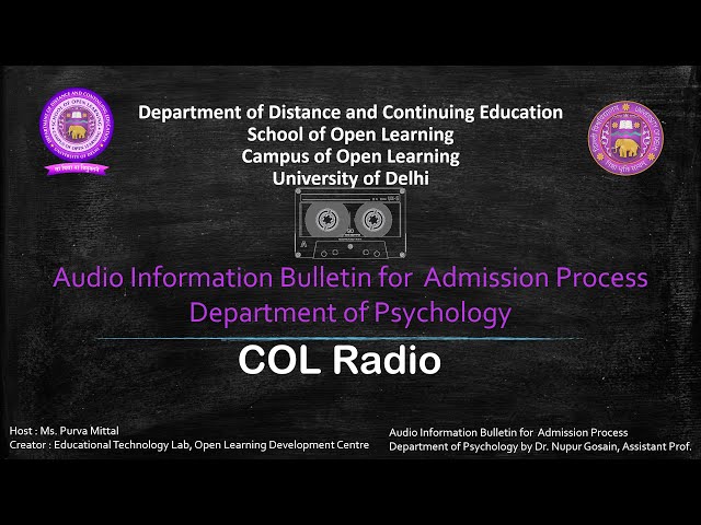 AUDIO INFORMATION BULLETIN FOR ADMISSION PROCESS - Psychology